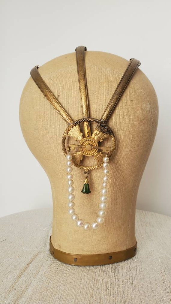 Antique 1920s Art Deco Headpiece • Vintage Egyptia