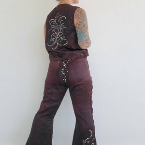 Vintage 1970s Burlesque Dancer Costume Romulus Rhinestone Stripper Vest and Bell Bottom Pants image 2