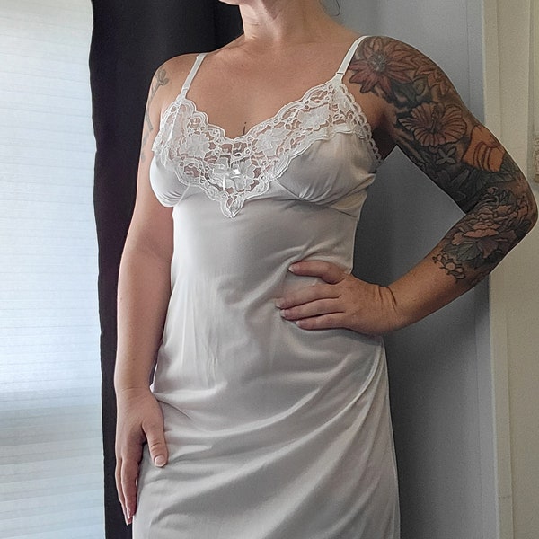 White Slip Dress Lace Etsy