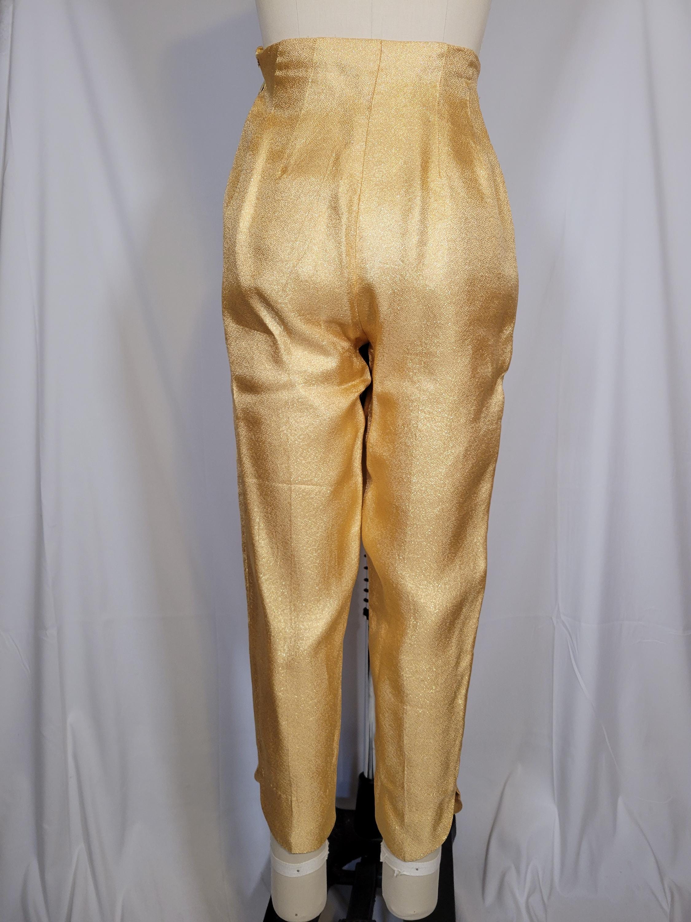 cigarette pants golden Sale Cigarette Online India Embroidered Jamawar Cigarette Pants Metallic Gold Zeenwoman Normal Wash Gold Cigarette Pants - Etsy