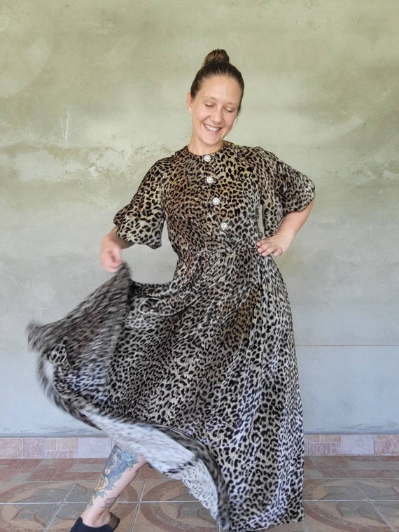 Leopard print top 50s dress