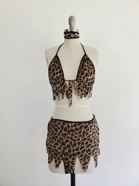 Vintage 1990s Leopard Print Bikini Costume • Retro