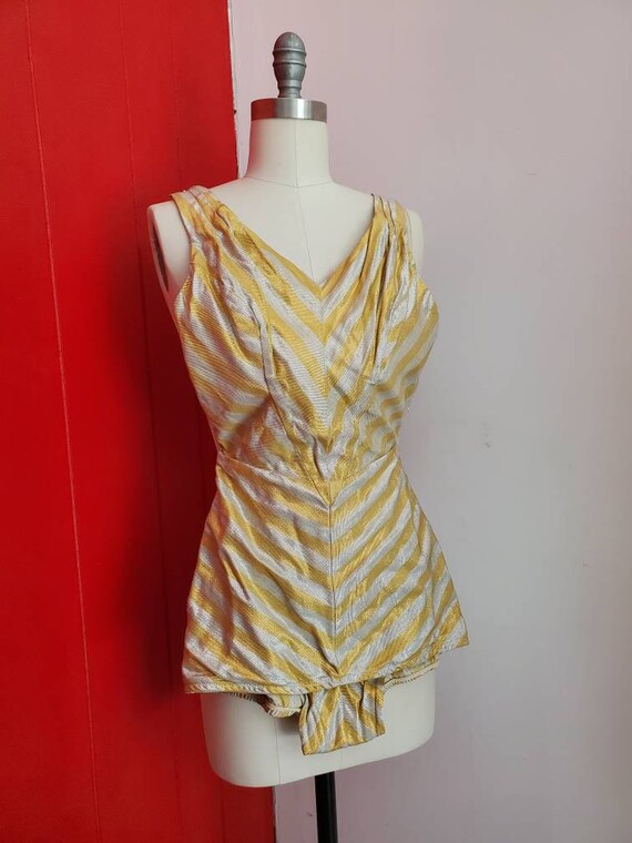 Vintage 1950s 60s Silver and Gold Lamé Pinup Swims