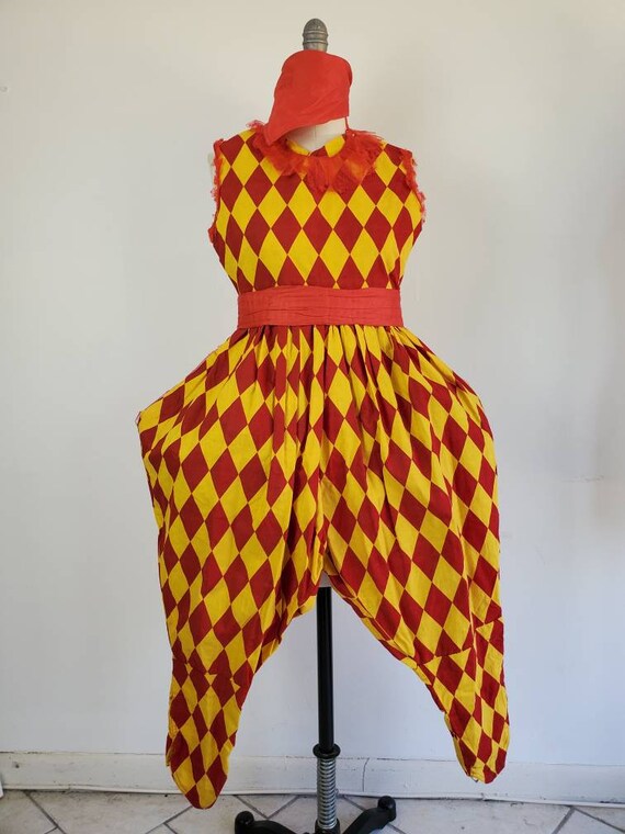 Vintage Harlequin Halloween Costume • Clown Jumpsu