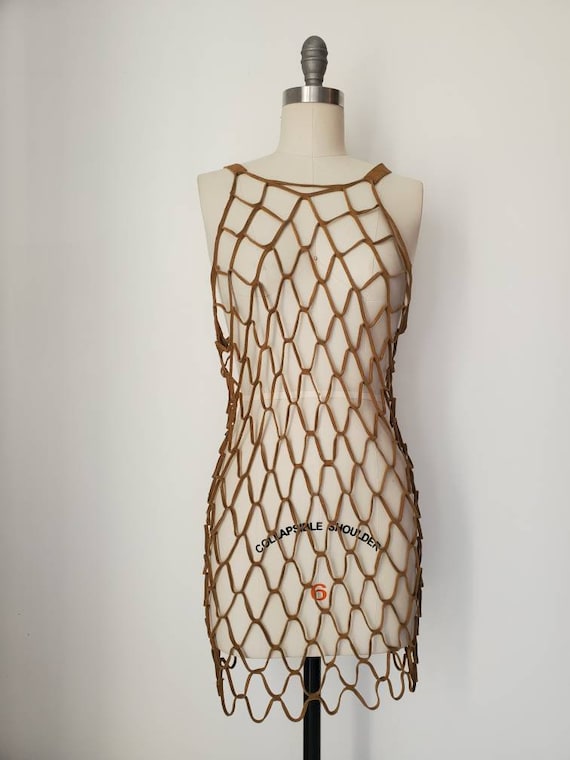 Vintage 1960s Mod Suede Chain Link Dress.• Leather
