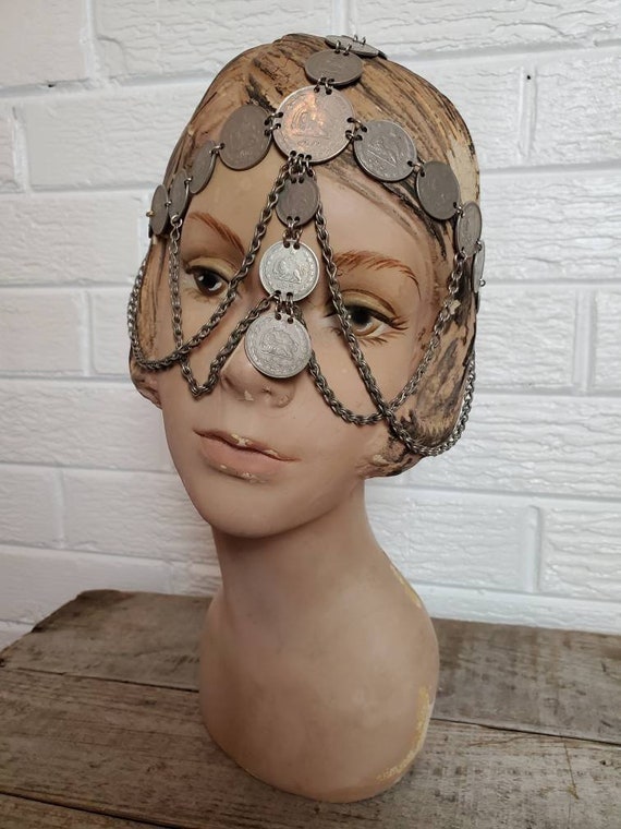 Vintage 1970s Coin Headpiece • Belly Dance Ornamen