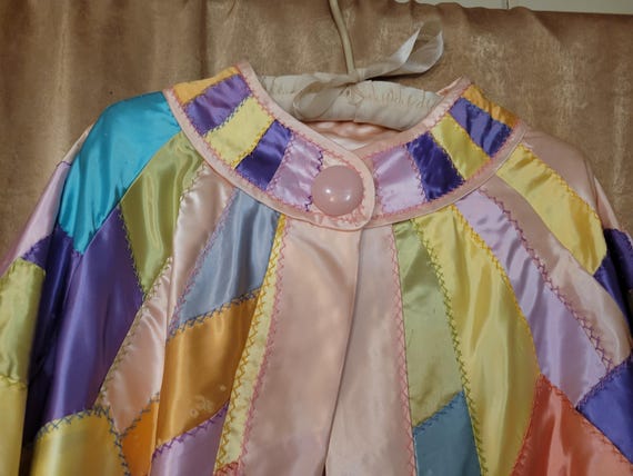 Vintage Satin Patchwork Jacket Robe Showgirl Boud… - image 13