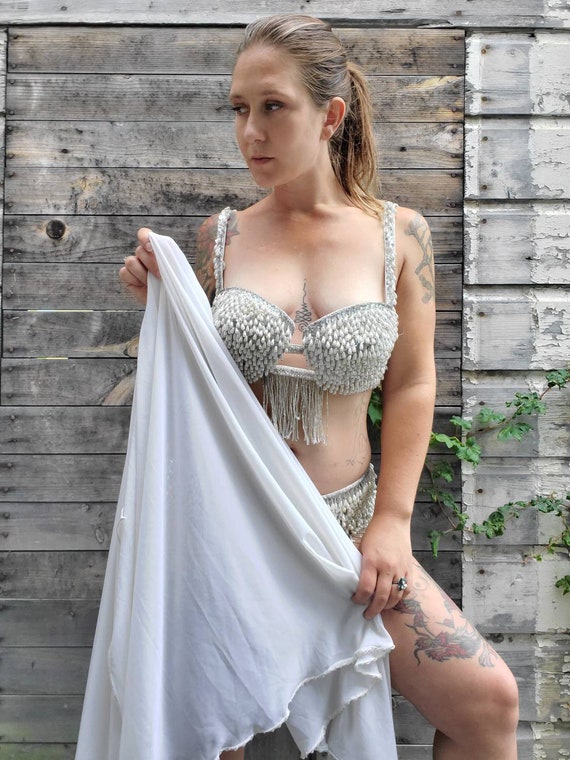 Vintage Pearly Beaded Belly Dance Costume • Burles