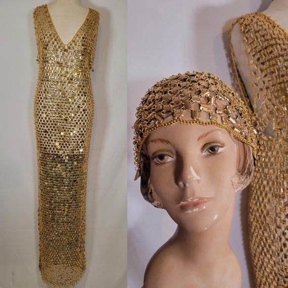 Vintage Late 60s Paco Rabanne Style Chain Linked Maxi Dress and Matching Hat Etsy