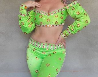 Vintage 1970s Rhinestone Circus Showgirl Costume Stage Dance Costume