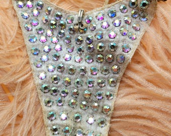 Vintage Showgirl Burlesque Dancer G-String Costume Accessories Rhinestone Panties