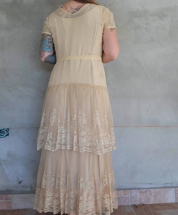 Vintage 1910s 20s Chiffon Lace Dress • Gorgeous C… - image 2