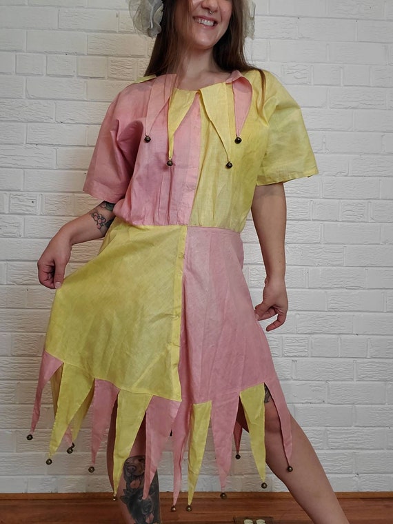 Amazing Vintage Jester Harlequin Costume Dress • P