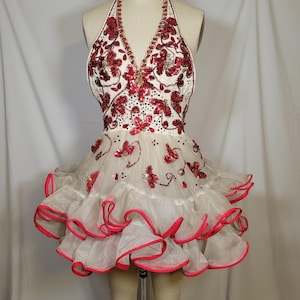 Vintage Showgirl Costume 1960s Pinup Dance Costume Rhinestone Sequin Costume XS/SM