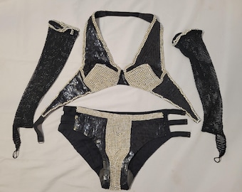 Vintage 1950-tals showgirlkostym original danskostym 4 delar med historia