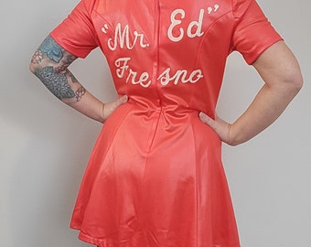 Vintage 1960s 70s Mini Dress Drag Racing Fresno History 60s Neon Mod Mini Dress S/M
