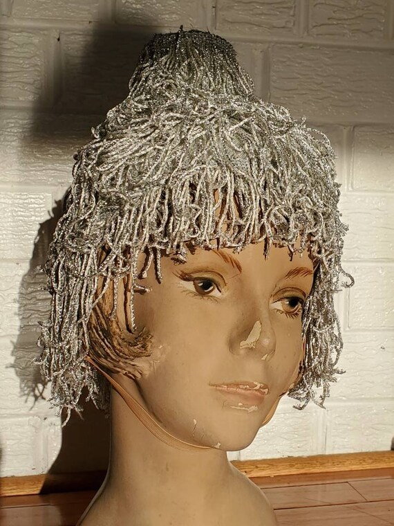 Vintage Silver Shag Showgirl Headpiece • Las Vegas