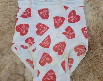 Ropa interior de jockey con estampado vintage • Mis pantalones de corazón para ti • Ropa interior de corazones de los años 50, talla 28