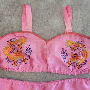 Vintage 1940s 50s Sweetheart Souvenir Lingerie Set Embroidered Dragons Vintage Lingerie Bikini image 9