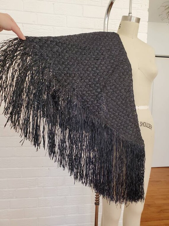 Rare Vintage 1950s Woven Raffia Shawl • Beautiful