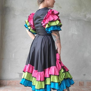 Gorgeous Vibrant Ruffle Vintage Dress Taffeta Showgirl Dancing Dress 34B 27W image 5