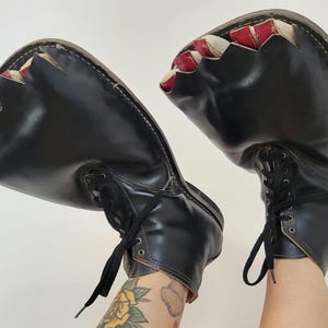 Vintage Clown Shoes Leather Clown Boots Exposed Red Toes "Lacy"