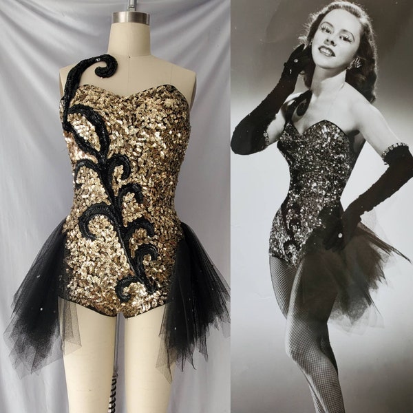 Vintage 1940s Sequin Showgirl Costume • Original 8x10 Photo • 1950s Showgirl Burlesque Costume