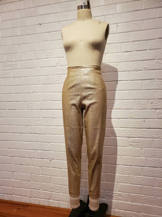 Fredericks of Hollywood Gold Lame Cigarette Pants
