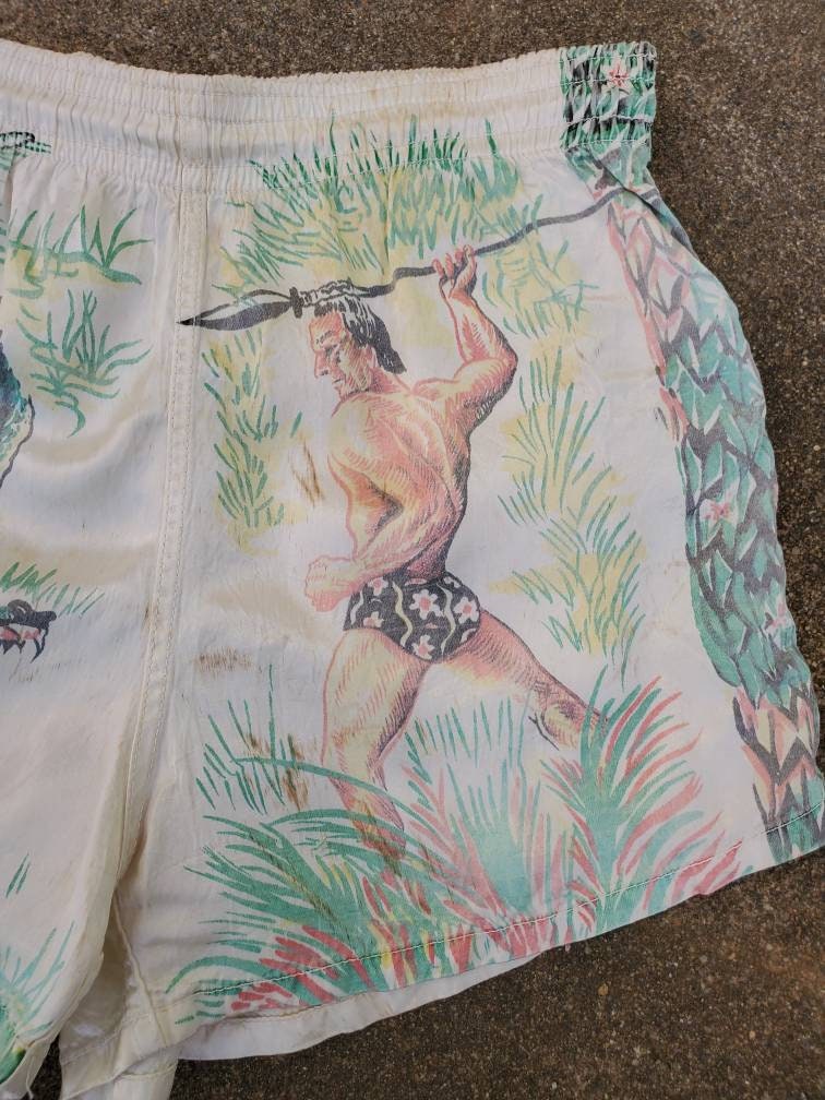 Vintage 1940s Novelty Swimsuit Mid Century Beefcake Mens Etsy Sweden