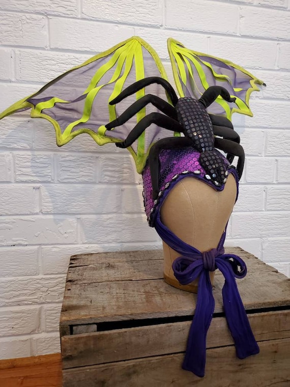 Vintage Showgirl Headpiece • Giant Spider Batwing