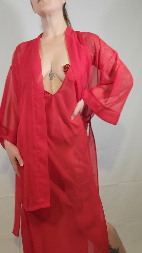 Vintage Fredericks Of Hollywood Red Chiffon Slip … - image 4