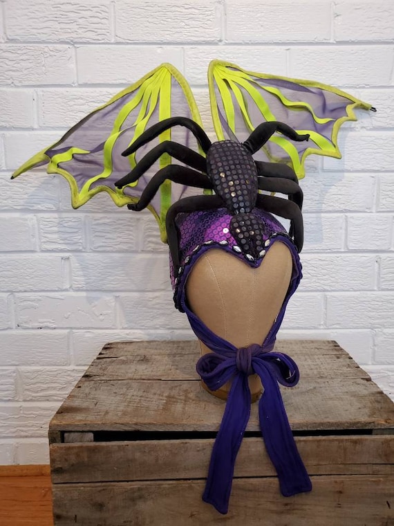 Vintage Showgirl Headpiece • Giant Spider Batwing