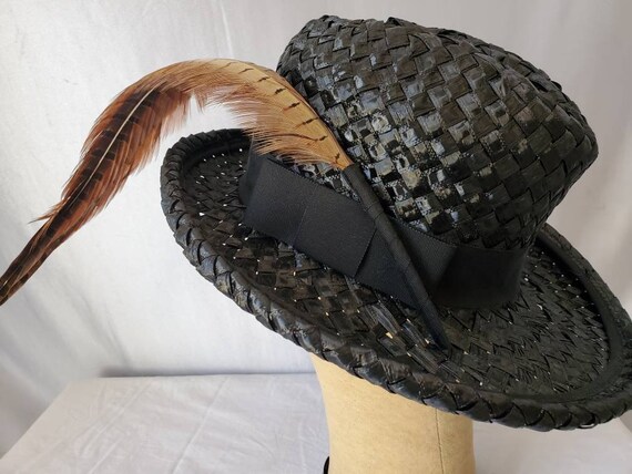 Pheasant Feather Crest-Less Hat Band W Semi-Precious Stone