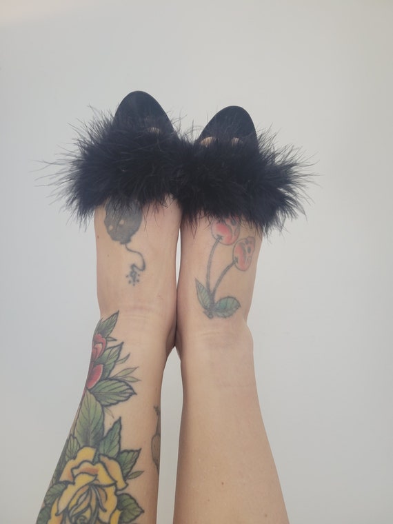 marabou kitten heels