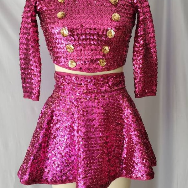 Vintage Sequin Majorette Costume • 1960s Circus Showgirl Outfit XS