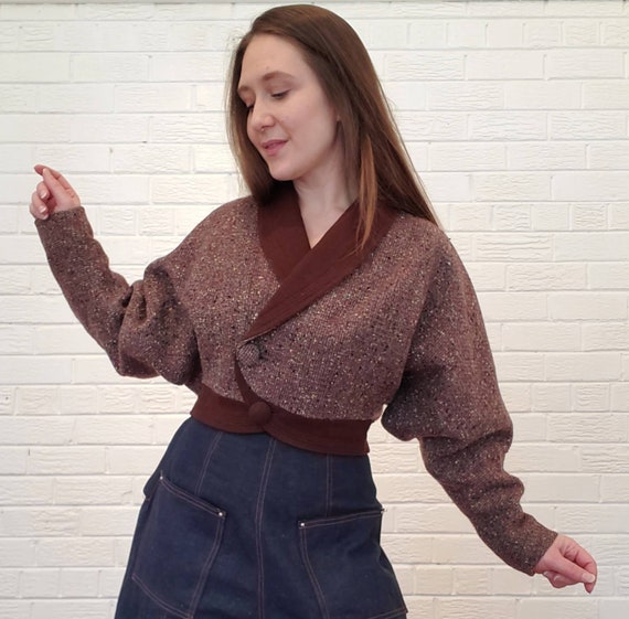 Vintage 1940s 50s Dolman Sleeve Jacket • Cropped T