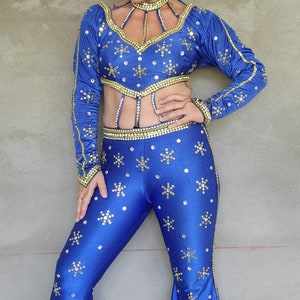 Vintage 1970s 1980s Circus Showgirl Costume Rhinestone Jumpsuit image 1