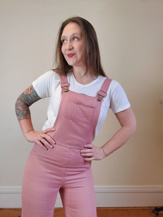 Adorable Vintage 1970s Overalls • Rose Pink • Open