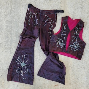 Vintage 1970s Burlesque Dancer Costume Romulus Rhinestone Stripper Vest and Bell Bottom Pants image 7