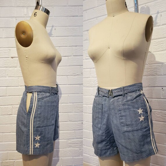 Rare 1930s 40s Denim Nautical Shorts • Vintage Spo
