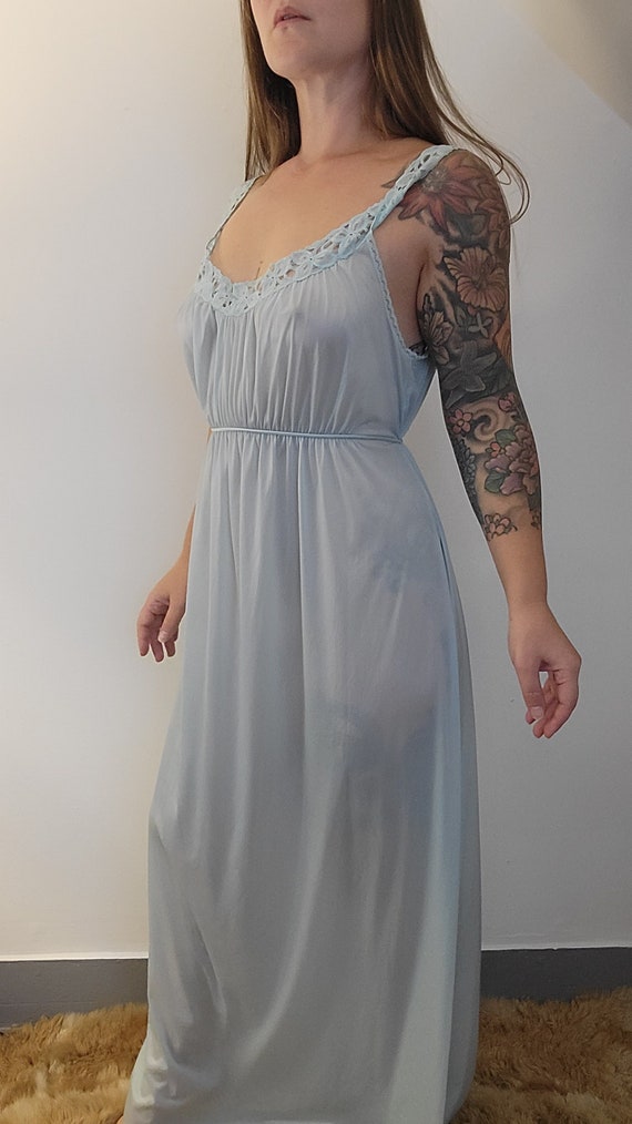 chinese dress ladies Blue Silk and Lace Slip Dress – The Kit Vintage main image 0