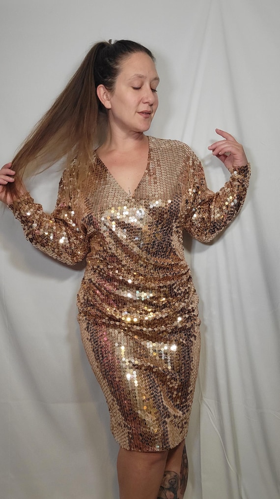slim fit dress slacks Life of the Party Rose Gold Sequin Dress – Ellaé Lisqué main image 1