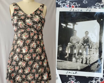 Vintage jaren '30 bloemenfeedsack-badpak • Katoenen badpak uit 1938