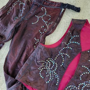 Vintage 1970s Burlesque Dancer Costume Romulus Rhinestone Stripper Vest and Bell Bottom Pants image 8