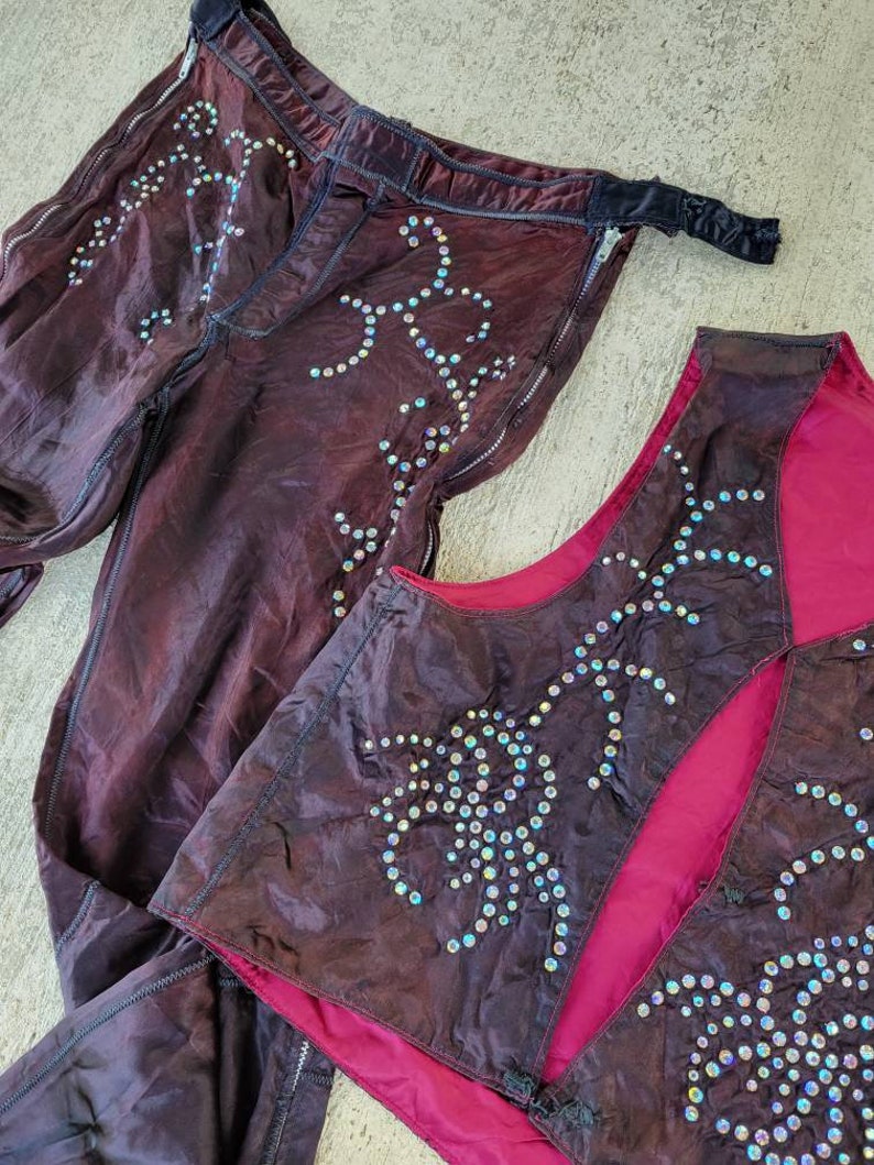 Vintage 1970s Burlesque Dancer Costume Romulus Rhinestone Stripper Vest and Bell Bottom Pants image 8