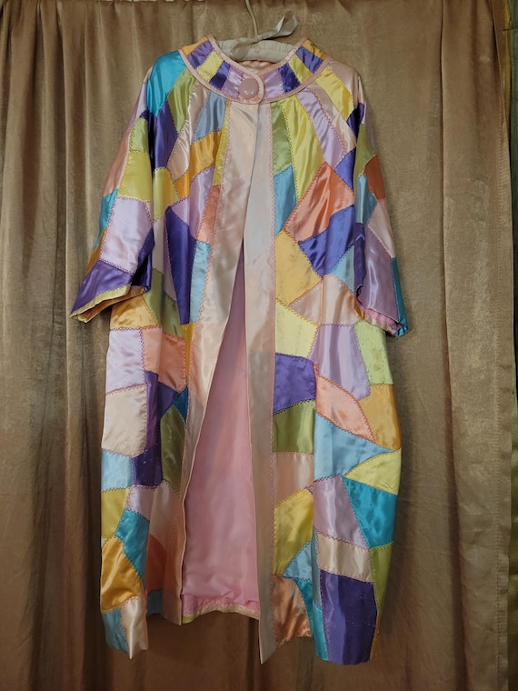 Vintage Satin Patchwork Jacket Robe Showgirl Boud… - image 16