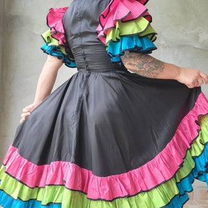 Gorgeous Vibrant Ruffle Vintage Dress Taffeta Showgirl Dancing Dress 34B 27W image 6