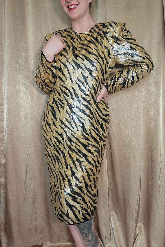 tiger sequin dress Gold NastyGal Tiger Hand Embellished Sequin Strappy Mini Dress
