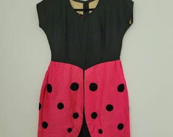 Vintage 1920s 30s Ladybug Costume Dress Antique Beetle Halloween Costume Lady Bug