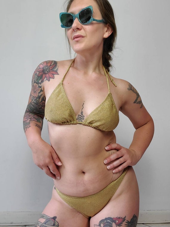 Vintage 1960s 1970s Gold Bikini • Jacqueline XXX F
